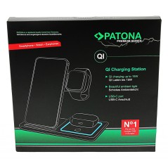 Bezprzewodowa ładowarka PATONA 3w1 QI do smartfona, zegarka iPhone i słuchawek AirPods