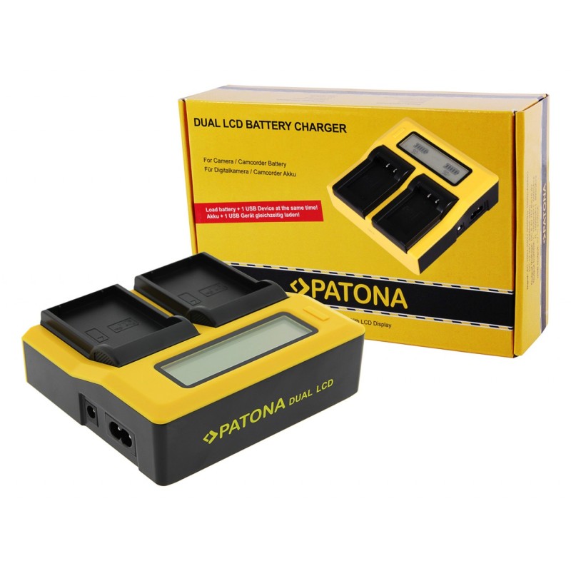 Ładowarka USB PATONA Synchron f. Olympus OM-1 BLX-1 z wyświetlaczem LCD