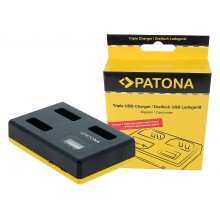 Potrójna ładowarka USB PATONA f. Canon NB-13L PowerShot G5 X G5X G7 X G7 X Mark II G7X G9 X G9X w komplecie. Kabel USB typu C