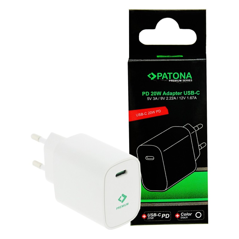 PATONA Premium Ładowarka PD20W 5V/3A 9V/2,22A 12V/1,67A USB-C PD3.0 QC3.0 biała PATONA Premium Ładowarka PD20W 5V/3A 9V/2,22A 12V/1,67A USB-C PD3.0 QC3.0 biała