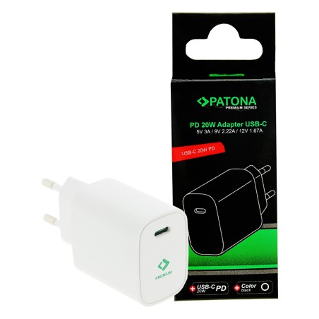 Zasilacz PATONA Premium PD20W 5V/3A 9V/2,22A 12V/1,67A USB-C PD3.0 QC3.0 biały