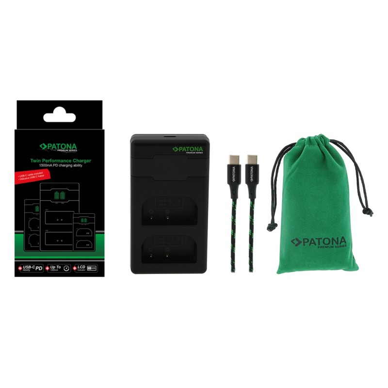 Ładowarka PATONA Premium Twin Performance PD do Panasonic DMW-BLF19 DMW-BLK22 Lumix DMC-GH3 GH3A GH4 w tym kabel USB-C