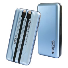 PATONA Powerbank Premium Stark 1.0 PD65W 20.000mAh z 2 zintegrowanymi kablami ładującymi USB-C Lightning