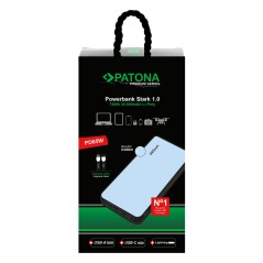 PATONA Powerbank Premium Stark 1.0 PD65W 20.000mAh z 2 zintegrowanymi kablami ładującymi USB-C Lightning