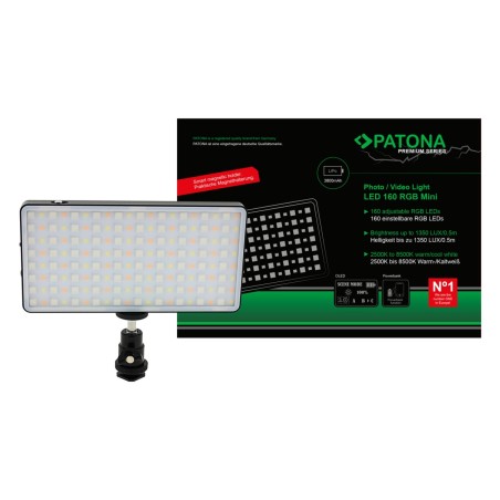 PATONA Premium LED Lampa foto/wideo ze 160 regulowanymi diodami LED RGB i 3 scenami