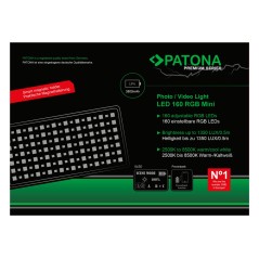 PATONA Premium LED Lampa fotograficzna i wideo ze 160 regulowanymi diodami LED RGB i 3 scenami