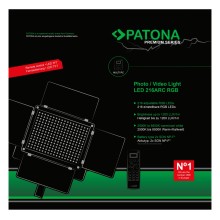 Lampa fotograficzna i wideo PATONA Premium LED z 216 regulowanymi diodami LED RGB i pilotem
