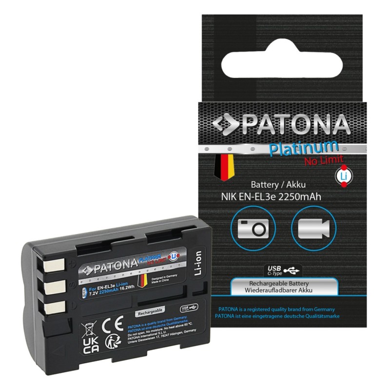 Bateria PATONA Platinum z wejściem USB-C do Nikon D700 D300 D200 D100 D80 D70 D50 EN-EL3e