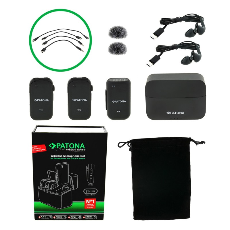 Bezprzewodowy system mikrofonowy PATONA Premium do smartfonów i lustrzanek cyfrowych Bezprzewodowy system mikrofonowy PATONA Premium do smartfonów i lustrzanek cyfrowych