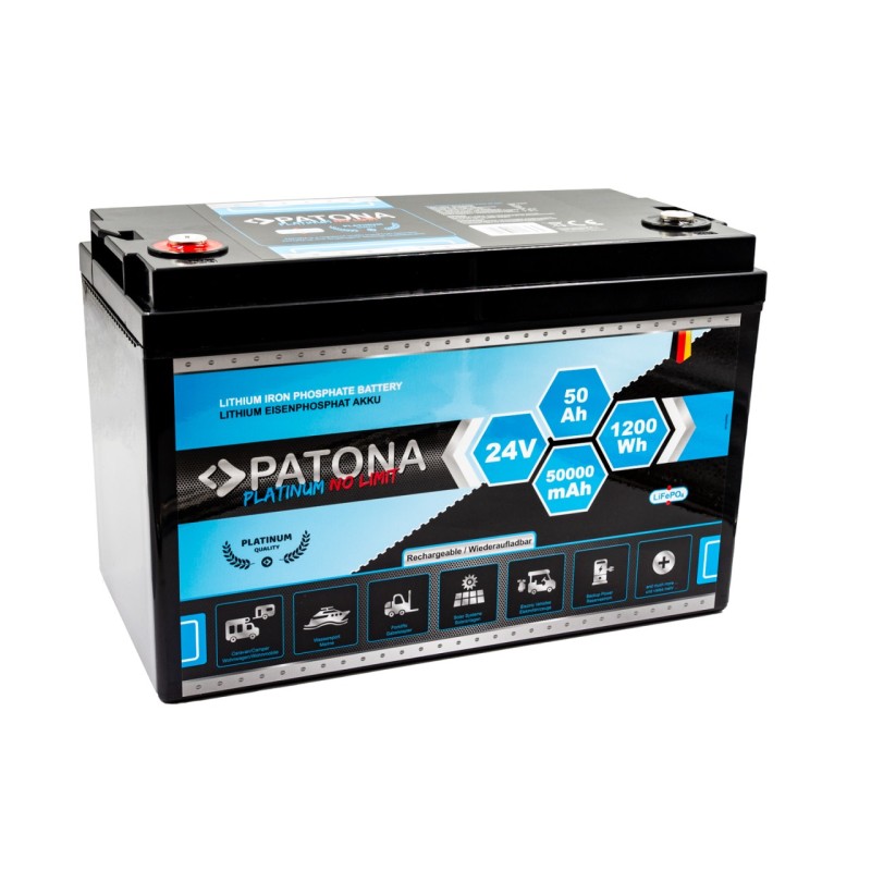 Bateria PATONA Platinum LiFePO4 24V 50Ah 1200Wh 50.000mAh