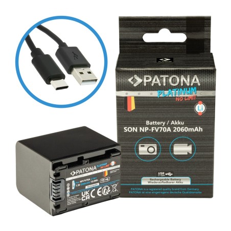 Bateria PATONA Platinum do Sony NP-FV70A DCR-SR100 DCR-DVD703E HDR-CX12E z wejściem USB-C