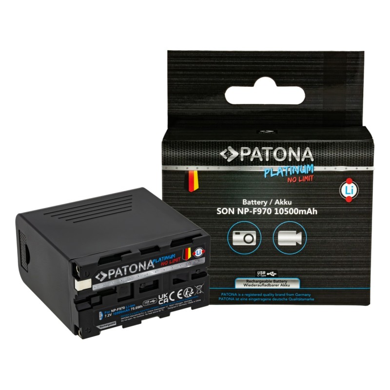 Bateria PATONA Platinum z wejściem/wyjściem USB-C PD20W do Sony NP-F970 F960 F950 PD20W USB-A 5V/2A Bateria PATONA Platinum z wejściem/wyjściem USB-C PD20W do Sony NP-F970 F960 F950 PD20W USB-A 5V/2A