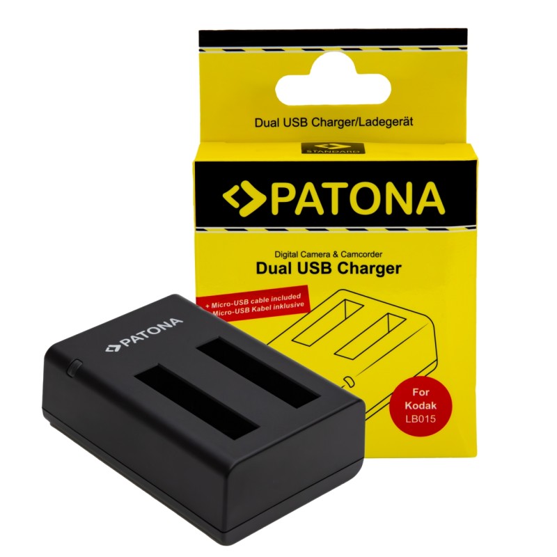 Podwójna ładowarka USB PATONA do Kodaka WPZ 2 LB-015 w komplecie. Kabel mikro-USB Podwójna ładowarka USB PATONA do Kodaka WPZ 2 LB-015 w komplecie. Kabel mikro-USB