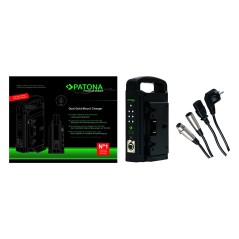 Podwójna ładowarka PATONA Premium ze złotym mocowaniem do Panasonic AN-190W BL-BP150 BP-150S z 4-pinowym kablem XLR