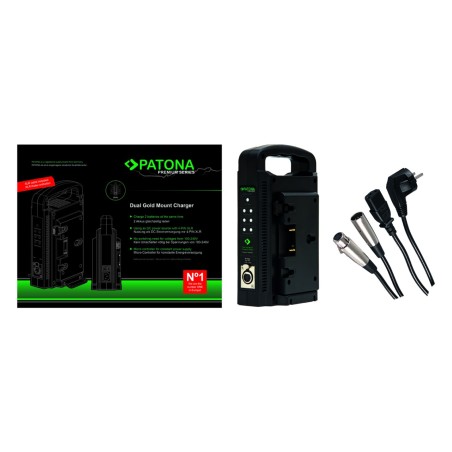 Podwójna ładowarka PATONA Premium ze złotym mocowaniem do Panasonic AN-190W BL-BP150 BP-150S z 4-pinowym kablem XLR