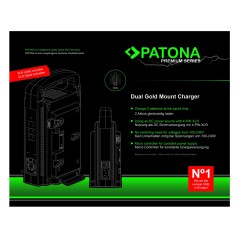 Podwójna ładowarka PATONA Premium ze złotym mocowaniem do Panasonic AN-190W BL-BP150 BP-150S z 4-pinowym kablem XLR