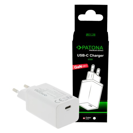 PATONA Premium Ładowarka GaN PD65W 1xUSB-C PD3.0 QC3.0 biała