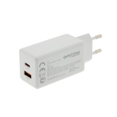 Adapter PATONA Premium GaN PD65W biały 1xUSB-C 1xUSB-A PD3.0 QC3.0