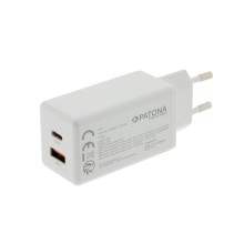 PATONA Premium Ładowarka GaN PD65W 1xUSB-C 1xUSB-A PD3.0 QC3.0 biała