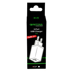 Adapter PATONA Premium GaN PD65W biały 1xUSB-C 1xUSB-A PD3.0 QC3.0