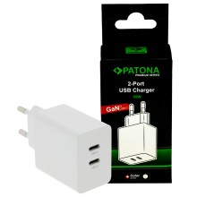 PATONA Premium Ładowarka GaN PD35W 2xUSB-C PD3.0 QC3.0 biała PATONA Premium Ładowarka GaN PD35W 2xUSB-C PD3.0 QC3.0 biała