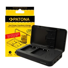 Podwójna ładowarka PATONA do aparatu Fuji NP-W126 FinePix z funkcją powerbanku i miejscem na kartę pamięci