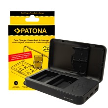 Podwójna ładowarka PATONA do Fuji NP-W235 XT4 X-T4 z funkcją power banku i miejscem na kartę pamięci