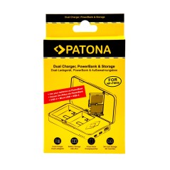 Podwójna ładowarka PATONA do Sony NP-FW50 NEX.3 NEX.5NEX-7 NEX-C3 A33 A55 z funkcją power banku i miejscem na kartę pamięci