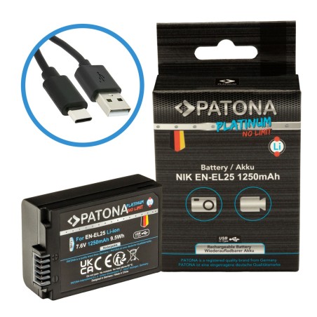 Bateria PATONA Platinum z wejściem USB-C do aparatu Nikon EN-EL25 Nikon Zfc Nikon Z50 Nikon Z30