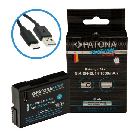 Bateria PATONA Platinum z wejściem USB-C do aparatu Nikon Nikon EN-EL14 D3100 D5100 P7000