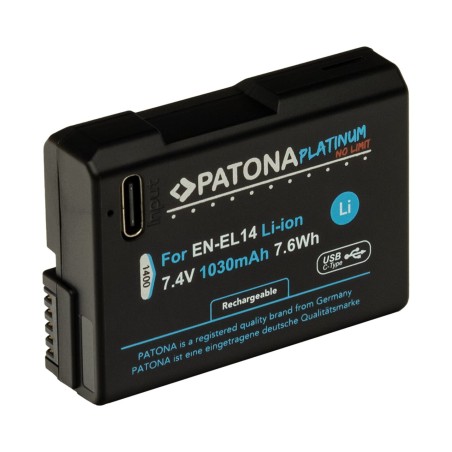 Bateria PATONA Platinum z wejściem USB-C do aparatu Nikon Nikon EN-EL14 D3100 D5100 P7000