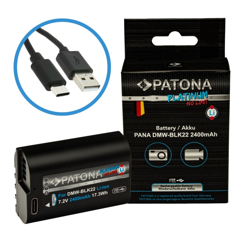 PATONA Platinum Bateria Panasonic DMW-BLK22 z wejściem USB-C do S5 G9 GH5 GH5S