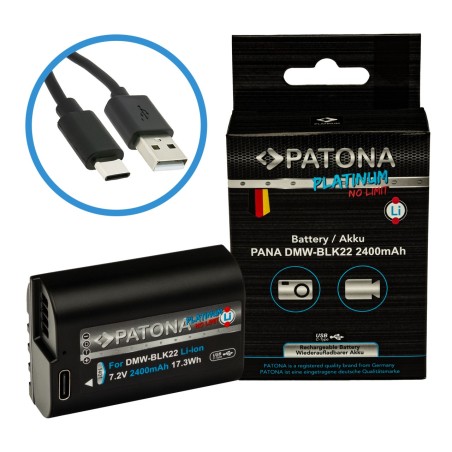 PATONA Platinum Bateria Panasonic DMW-BLK22 z wejściem USB-C do S5 G9 GH5 GH5S