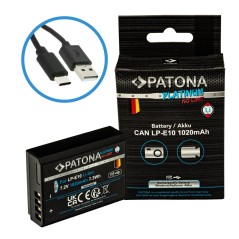 Bateria PATONA Platinum z wejściem USB-C do Canona LP-E10 LPE10 EOS1100D EOS 1100D