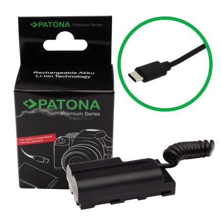 PATONA Adapter Dummy USB-C do Sony NP-F NP-FM50 NP-F550 NP-F750 NP-F960 NP-F970 NP-FM500