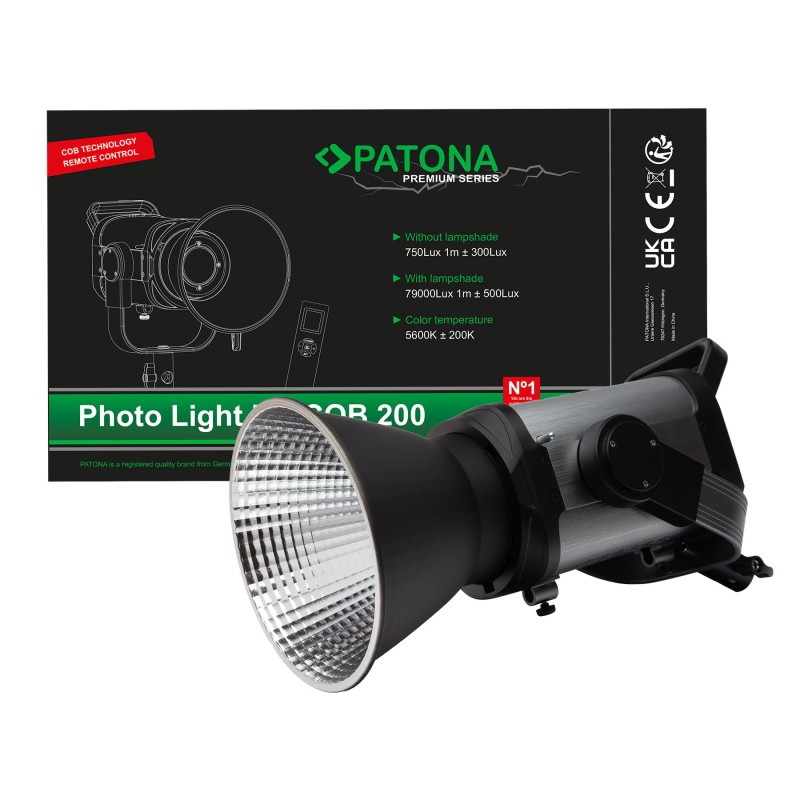 PATONA Premium Lampa COB-200 APRC Bi-Color foto wideo z mocowaniem Bowens i ze sterowaniem z aplikacji PATONA Premium Lampa COB-200 APRC Bi-Color foto wideo z mocowaniem Bowens i ze sterowaniem z aplikacji