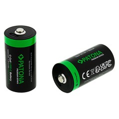 PATONA Premium 2x Akumulatory LR14 Baby C z USB-C i kablem USB-C z 1x do 2x