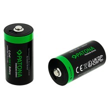 PATONA Premium 2x Akumulatory LR14 Baby C z USB-C i kablem USB-C z 1x do 2x