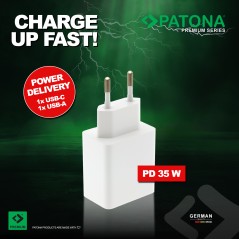 Ładowarka PATONA Premium GaN PD35W 1xUSB-C 1xUSB-A PD3.0 QC3.0 biała
