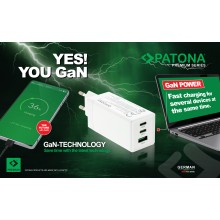 PATONA Premium Ładowarka GaN PD100W 2xUSB-C 1xUSB-A PD3.0 QC3.0 kolor biały