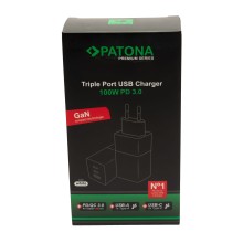 PATONA Premium Ładowarka GaN PD100W 2xUSB-C 1xUSB-A PD3.0 QC3.0 kolor biały