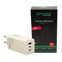 PATONA Premium Ładowarka GaN PD100W 2xUSB-C 1xUSB-A PD3.0 QC3.0 kolor biały