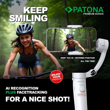 PATONA Premium 3-osiowy gimbal do smartfona z mini lampką i statywem w zestawie