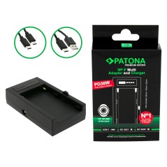 PATONA Premium Multifunkcyjna Ładowarka i adapter do Sony NP-F PD30W USB-C DC5521/DC5525 DC8V/12V z gwintem 1/4"
