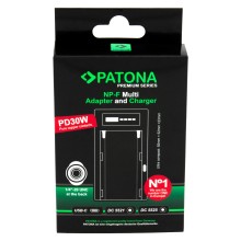 PATONA Premium Multifunkcyjna Ładowarka i adapter do Sony NP-F PD30W USB-C DC5521/DC5525 DC8V/12V z gwintem 1/4"