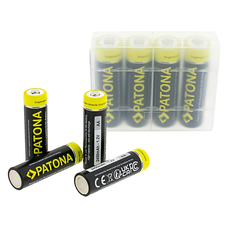 PATONA 4x akumulatorki paluszki AA LR6 2450mAh w pudełku do przechowywania/transportu