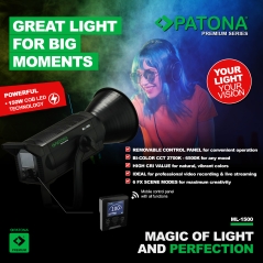 PATONA Premium Profesjonalna lampa foto-wideo LED 150W COB ML-1500 z mocowaniem Bowens + torba transportowa