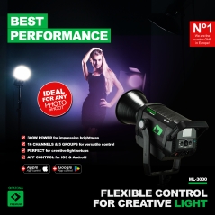 PATONA Premium Profesjonalna lampa foto-wideo LED 300W COB ML-3000 z mocowaniem Bowens + torba transportowa