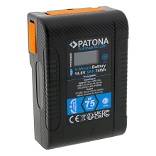 PATONA Platinum Akumulator V-Mount BP-75W PD65 74Wh USB-C USB-A D-Tap Wyjście DC w zestawie z twardym etui ochronnym