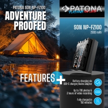 PATONA Platinum Akumulator Sony NP-FZ100 A7 III A7M3 Alpha 7 III A7 R III A7RM3 Alpha 7 R III A9 Alpha 9 z wejściem USB-C